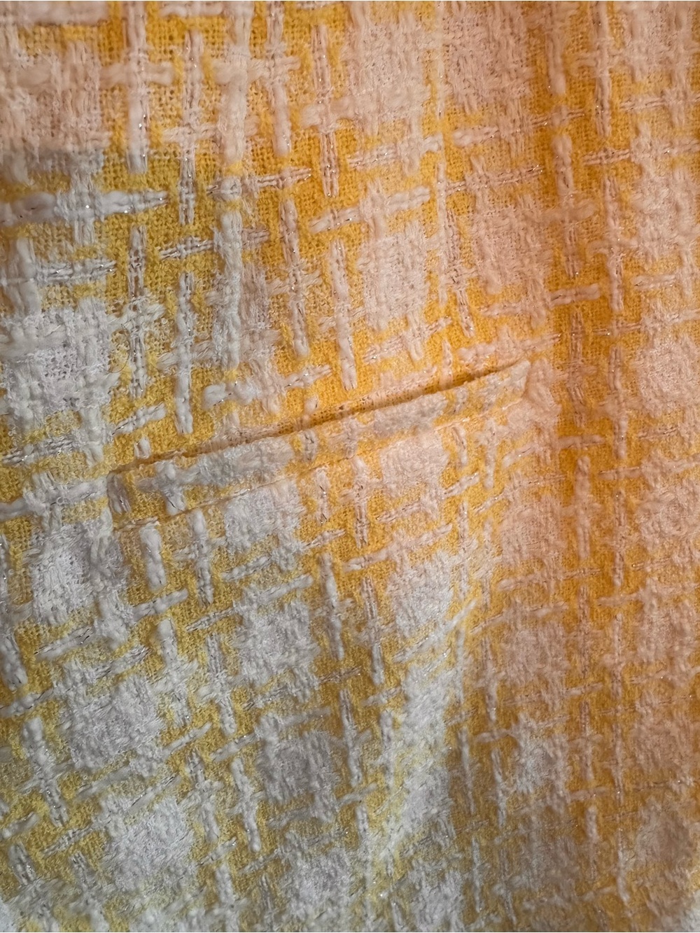 Veronica Beard Yellow and White Tweed High-Waist Shorts - Picture 5 of 8